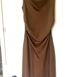 bebe Brown Cowl Neck Sleeveless Maxi Dress